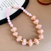 Collar Geométrico Redondo Irregular de Acrílico Transfronterizo Europeo y Americano con un Diseño de Moda, Cadena para Clavícula, Accesorio de Cuello Elegante y Sencillo