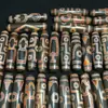 Ágata Dzi de Nove Olhos Cinnabar com Alta Oleosidade e Pátina Envelhecida, Pulseira e Acessório de Colar Colecionáveis com Padrões Múltiplos