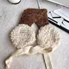 Orejeras de Lana de Cordero para Mujer Invierno Estilo Coreano Invierno Azul Engrosadas Felpa Cálidas y a Prueba de Frío Bolsas para Orejas de Exterior para Ciclismo