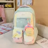 Nueva Mochila Transparente Dulce de Alto Aspecto Estilo Japonés para Mujer con Bloques de Color y Gran Capacidad