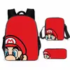 Mochila de Liberación Rápida Transfronteriza de Dibujos Animados de Mario para Estudiantes de Primaria y Secundaria Bolsa Escolar de Tres Piezas Mochila Bolso de Hombro Estuche para Lápices Venta al por Mayor