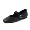 Sapatos de couro de bezerro super macio texturizados Mary Jane Milk 2025 Primavera Flat Round-toe Couro Genuíno Fivela Single-layer Sapatos para Mulheres
