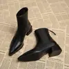 Botines de Moda para Mujer Estilo Nuevo Primavera y Otoño 2026 Frances Delgado Tacón Grueso Antideslizantes Resistentes al Desgaste