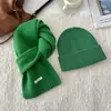 Conjunto de Chapéu e Cachecol 100% Lã Pura Peça Única Cor Lisa Masculino e Feminino Outono e Inverno Conjunto Combinado Espesso e Quente Transfronteiriço