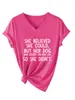 Ella creía que podía Amazon eBay Estación Independiente Moda Casual Cuello en V Manga Corta Camiseta para Mujer