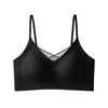 Bralette sin costuras y sin espalda con tirantes finos, diseñado para bustos pequeños, que proporciona un efecto push-up, con tejido refrescante y estilo veraniego, sujetador ultrafino