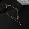 Corrente para Clavícula Estilo Minimalista Ns, Corrente de Pescoço Tendência Influenciadora, Design de Nicho de Luxo Leve, Novo Colar Dupla Camada 2026 para Mulheres, Verão