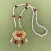 Colar de grinalda de saia com cara de cavalo antigo para crianças Ming Novo Colar de Pérolas Cheongsam Chinês Hanfu Acessórios Colarinho Jóias