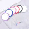 Nuevo Espejo con Mango de Perlas DIY Espejo de Alta Definición Espejo de Mano Rosa Espejo Portátil para Retoque de Maquillaje