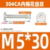 Tornillo autorroscante de acero inoxidable 304 cabeza plana grande tipo ciruela cabeza delgada tipo estrella CA punta aguda cola puntiaguda para madera M2M3M4M5