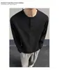 Camiseta Versátil de Manga Larga con Cuello Henley para Hombre, Otoño 2024, Camiseta Polo Waffle Casual Deportiva, Top