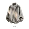 2026 Transfronterizo Otoño/Invierno Nuevo Retro Americano Cuello Alto Holgado Chaqueta de Cuero Talla Grande Moda Casual Abrigo Cardigan