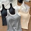 Chaleco térmico de bloqueo de color cepillado para otoño e invierno, top sin mangas calefactable, camisola estilo coreano con almohadilla en el pecho, top interior de capa base