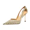 Elegantes Sandalias de Tacón de Aguja con Strass Huecos y Puntera Puntiaguda Estilo Francés para Mujer, Nuevos Zapatos de Tacón Alto con Puntera Puntiaguda Verano 2026