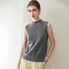 Chaleco de punto de cachemira pura para mujer, cuello semi-alto, sin mangas, chaleco de punto suave y acogedor, adecuado para usar en capas en otoño e invierno