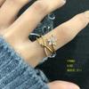 Anillo de Gema de Diamante de Oro Real Electrochapado Anillo de Piedra Esmaltada Esmalte Colorido Zircón Anillo Abierto Ajustable