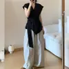 Traje generoso e apropriado 2026 super popular old money para o dia a dia verão conjunto completo de blusa preta sem mangas e calça conjunto de duas peças