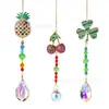 Atrapasoles Colgantes DIY con Diamantes de Imitación de Cereza, Trébol de Cuatro Hojas, Piña y Sol Transfronterizos para Jardinería Exterior, Decoraciones de Luz Arcoíris al por Mayor