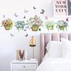 Nuevas pegatinas de pared decorativas románticas con diseño de mariposas y flores en maceta para dormitorio, sala de estar, diseño de habitación, pegatinas de pared de PVC extraíbles