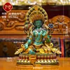 Obra de Arte Pintada a Mano "Tara Verde" de Pueblo Tibetano para Uso en Interiores del Hogar, Adorno de Estatua de Bronce con Cuentas de Colores "Dora Guanyin Verde"