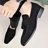 Mocasines de Gamuza para Hombre Estilo Británico Borla Slip-ons Zapatos de Cuero Casual Versátiles Mocasines de Negocios para Conducir Hombre