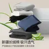 Meias sociais masculinas, pretas, casuais, cano longo, algodão de pelo longo, sem costura, antibacterianas, resistentes a odores, adequadas para o trajeto para o trabalho, cor sólida, para todas as estações, absorventes de suor