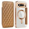 Para Google 9ProXL Funda de Teléfono Electrochapada Transparente Magnética Pixel 8A Estilo Chanel Pequeño Tapa Abatible Funda de Cuero Anticaídas