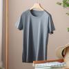 Camiseta feminina de algodão mercerizado de manga curta para o verão 80 amônia líquida algodão puro básico branco gola V manga curta atacado transfronteiriço