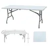 Mesa Plegable Larga Portátil para Comedor 180cm Mesa Plegable para Conferencias de Capacitación Mesa de Puesto Fabricante al por Mayor de Mesas y Sillas Plegables para Exteriores
