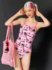 Trajes de Baño de Natación de Competición al por Mayor para Mujeres, Lindos y Modernos de Dibujos Animados Profesionales de Competición de una Pieza Triángulo Trajes de Baño de Entrenamiento para Estudiantes en Piscinas