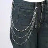 Cadena metálica de múltiples capas estilo punk para pantalones con colgante de calavera, cadena de cintura hip-hop rock para hombres y mujeres, cadena decorativa para jeans