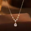 Colar com Pingente de Lágrima de Sereia em Prata de Lei 925 Acessórios Femininos Luxo Acessível Elegante Alta Qualidade Gota d'Água Zircônia Cintilante Corrente para Clavícula Novo