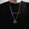 Cadena de Suéter de Acero de Titanio para Hombre Colgante Triángulo Cuadrado Geométrico Collar Colgante de Hip-Hop de Moda para Hombres y Mujeres