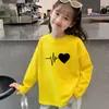 Camiseta Infantil de Manga Longa, Nova Roupa de Primavera, Camiseta Básica Branca para Meninas, Algodão Puro, Roupa de Baixo Soltinha para Crianças de Meia-Idade e Grandes, Top com Gola Redonda
