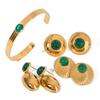 Brincos com pingente oval suave de ágata verde redondo e pedra natural de ouro 18k com design silencioso e sofisticado, joias femininas