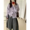 2025 Novo Outono e Inverno Estilo Coreano Estilo Suave Botão de Chifre Cardigan de Tricô Top Suéter Jaqueta Feminino Solto Estilo Preguiçoso