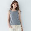 Camiseta de alça feminina japonesa nova para primavera e verão, base versátil de algodão, colete justo de cor sólida, top justo que combina com os ombros