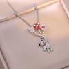 Colar para Mulheres, Estilo Coreano e Japonês, Moderno e Simples, Design Urso Balão de Coração, Colar Elegante com Diamantes Completos, Corrente de Clavícula de Zircônia de Celebridade da Internet