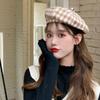 Boina a cuadros retro de estilo coreano para mujer, combina con todo, para otoño e invierno, estilo japonés, sombrero de pintor Beilei artístico británico.