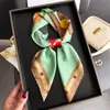 Pañuelo de Seda Estampado en Contraste Verde Fresco, Chal de Alta Gama, Bufanda para el Cuello con Protección Solar, Pañuelo Cuadrado Pequeño, Pañuelo para la Cabeza, Bufanda para Mujer