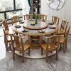 Nuevo Juego de Mesa y Sillas de Comedor de Pizarra Estilo Chino, Madera Maciza, Mesa de Comedor Redonda Simple Moderna para Familias Grandes, Adecuado para Reuniones en Casa