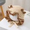 Suéter de Primavera y Otoño Sombrero de Princesa Flor Pequeña Volante Tejido Sombrero de Bebé Otoño e Invierno Unisex Niños Bebé Sombrero de Lana