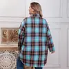 Vestido Chemise de Flanela Xadrez Plus Size Moda Feminina Outono/Inverno Novo Cruzado Europeu e Americano em Estoque