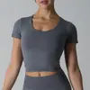 Camiseta de Verano sin Costuras, Espalda Descubierta, Sin Copas, Ropa de Yoga, Top Deportivo para Correr, Secado Rápido, Corte Ajustado, Manga Corta para Mujer