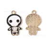 Caveira Corvo Pássaro Pequeno Estilo Sombrio Halloween DIY Pingente de Óleo Gotejado Pulseira Chaveiro Pingente Charme