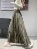 Elegante saia plissada de cintura alta estilo retrô para mulheres, novo estilo para o início do outono de 2026, saia plissada de corte A que afina a silhueta e é estilosa, com barra larga