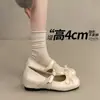 Zapatos Mary Jane estilo ballet con 3 cm de aumento interno de altura, diseño de moño 2026, una correa con hebilla, zapatos para ir al trabajo para mujeres menudas