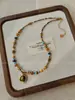 Collar de Piedra Ojo de Tigre Maillard con Cuentas Moda Retro Temperamento Versátil Cadena para Clavícula Lujo Ligero Collar de Gama Alta Venta al por Mayor