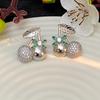 Pendientes de cereza con lazo de circonita compacta de estilo japonés y coreano, exquisitos, de plata S925 para mujer, elegantes, ligeros y de lujo.