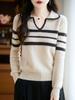 Camisa Polo de Cuello Semiabierto 100% Lana Capa Interior para Mujer Otoño e Invierno Nuevo Color Miel Combinación Jacquard Pulóver Venta al por Mayor